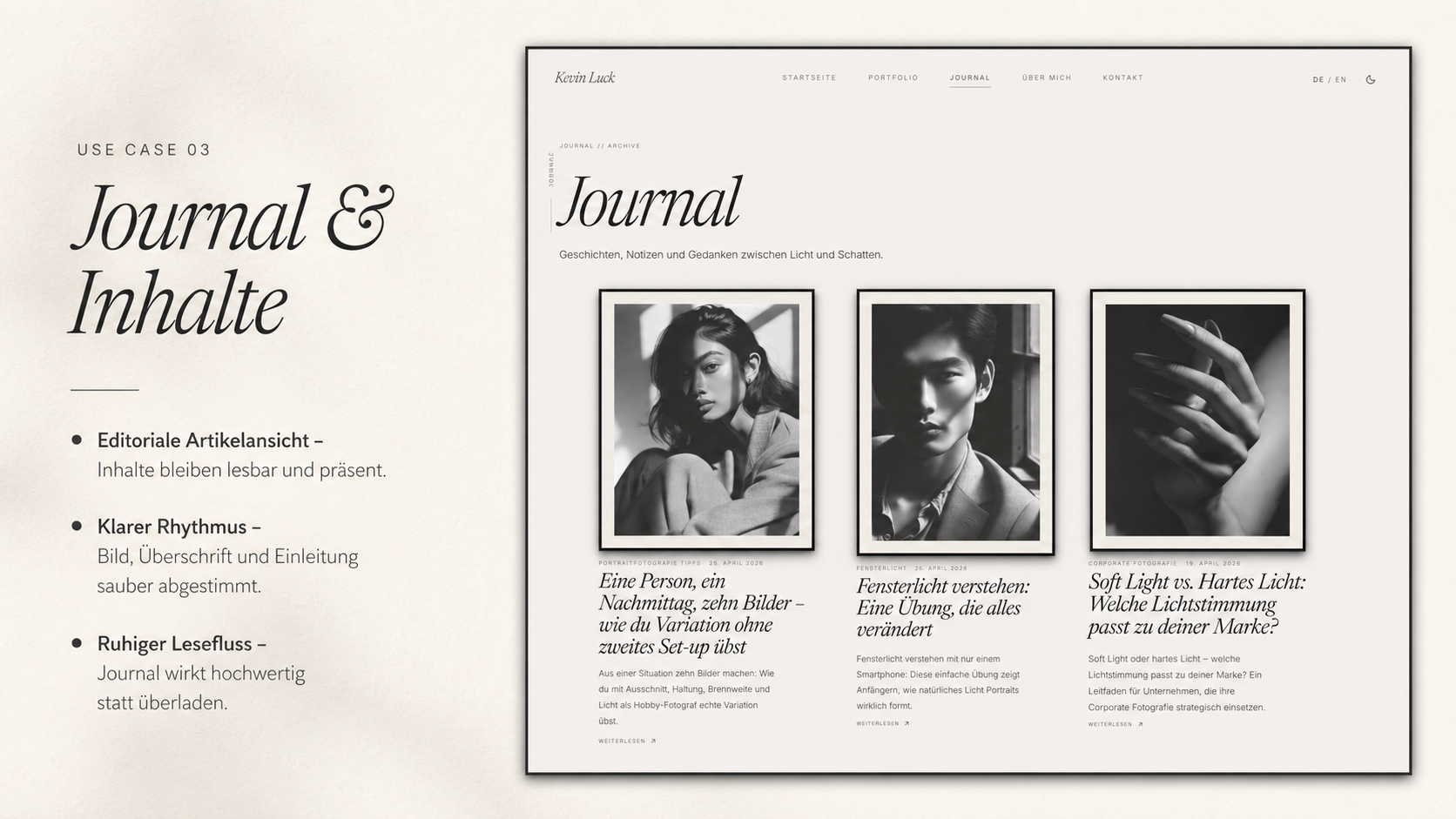 Journal view with strong editorial structure